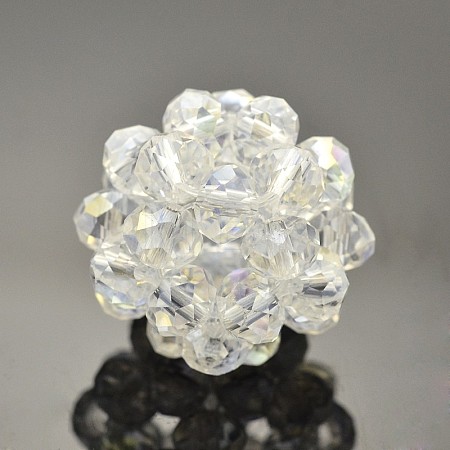 Transparent Glass Crystal Round Woven Beads X-GLAA-A034-6mm-A18-1