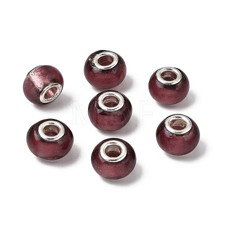 Handmade Silver Foil Glass European Beads LPDL-R008-02-1