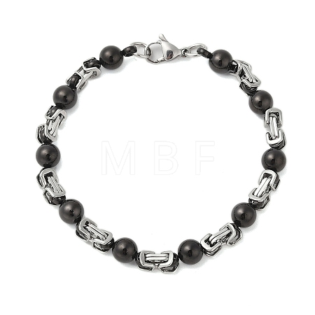 Round 304 Stainless Steel Byzantine Chain Bracelets for Men BJEW-B093-06BP-1