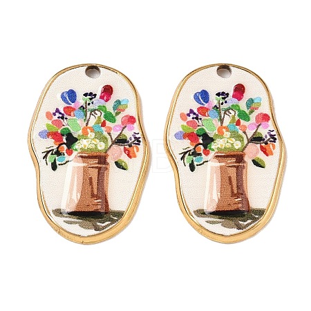304 Stainless Steel Enamel Pendants SA-CBACDB6-01C-G-1