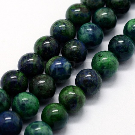 Natural Chrysocolla and Lapis Lazuli Beads Strands G-I199-37-6mm-1