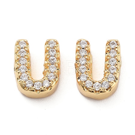 Rack Plating Brass Micro Pave Clear Cubic Zirconia Beads KK-G500-30G-U-1