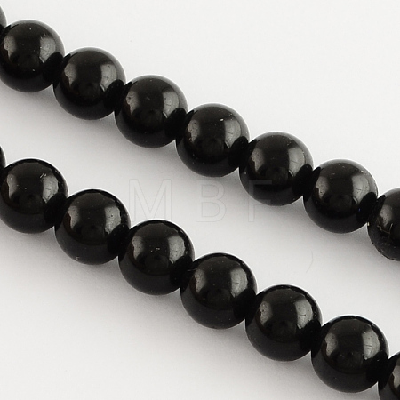 Natural Black Onyx Round Bead Strands X-G-R198-4mm-1