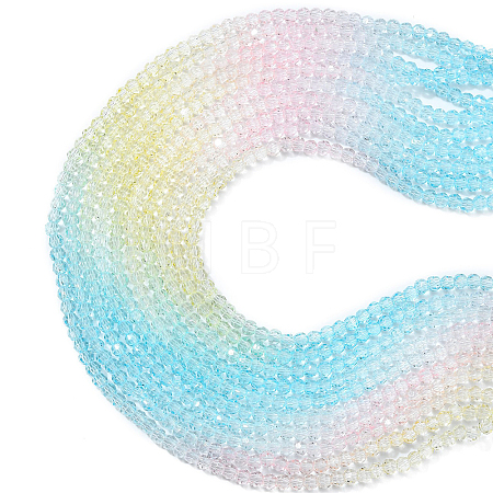 10 Strands Transparent Gradient Color Glass Beads Strands GLAA-CJ0002-14-1