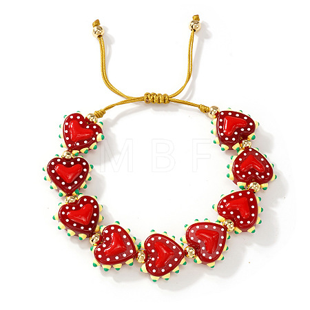 Handmade Heart Resin & Brass Bead Braided Bracelets JT1412-1-1