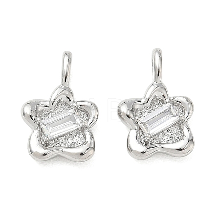 Valentine's Day Brass Micro Pave Clear Cubic Zirconia Charms KK-C259-14P-1