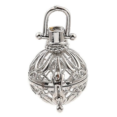 Rack Plating Brass Bead Cage Pendants LS-KK-D025-01A-P-1