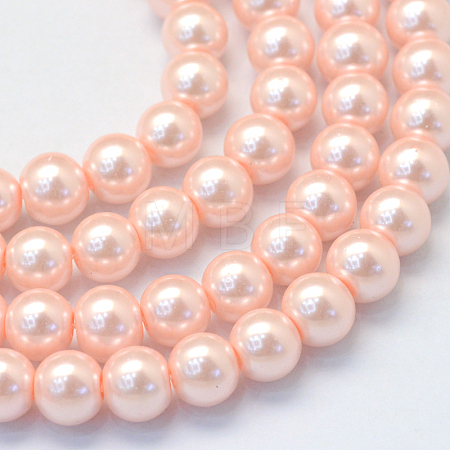 Baking Paint Pearlized Glass Pearl Round Bead Strands HY-Q003-12mm-05-1