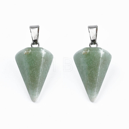 Cone/Spike/Pendulum Natural Green Aventurine Stone Pendants G-R278-79-1