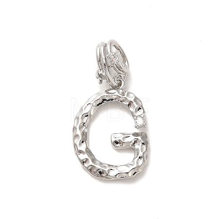 Rack Plating Brass Micro Pave Cubic Zirconia European Dangle Charms KK-L210-015P-G-1