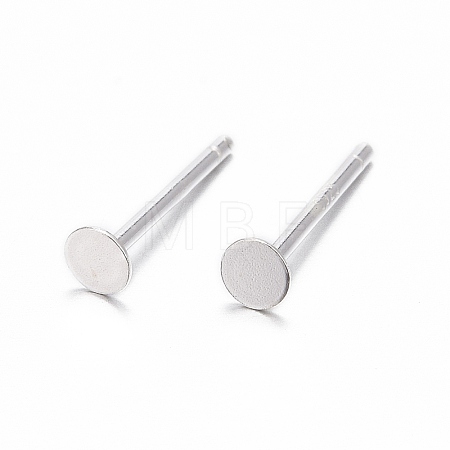 925 Sterling Silver Flat Pad  Stud Earring Findings STER-K167-045B-S-1
