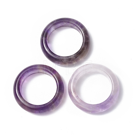 Natural Amethyst Plain Band Ring RJEW-P044-01A-08-1