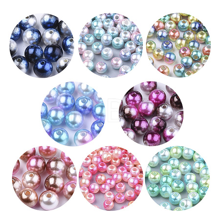 Rainbow ABS Plastic Imitation Pearl Beads OACR-Q174-6mm-M-1
