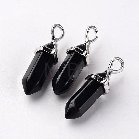 Bullet Natural Obsidian Pointed Pendants G-E332-A03-1