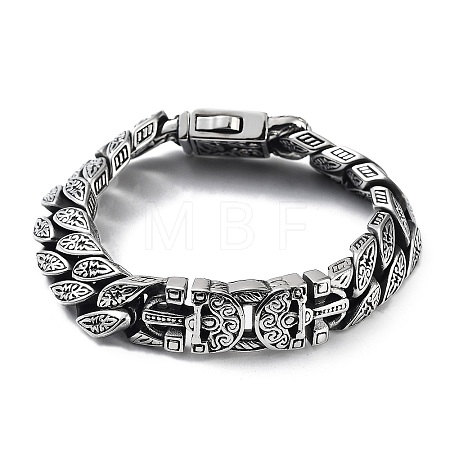 304 Stainless Steel Classic Retro Cuban Link Chains Bracelets for Men & Women BJEW-D031-15AS-1