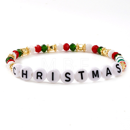 Christmas Glass Beaded Stretch Bracelets for Women OT9576-2-1