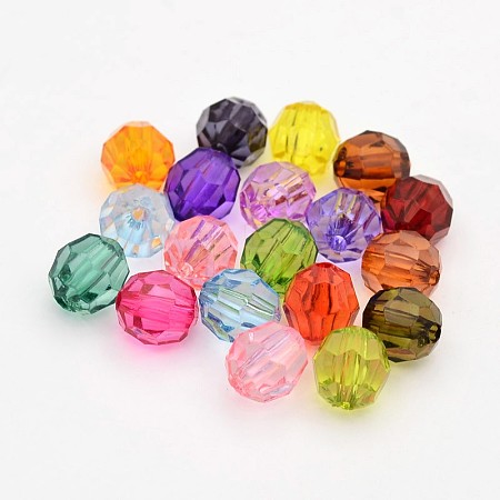 Faceted Transparent Acrylic Round Beads DB6MM-M-1