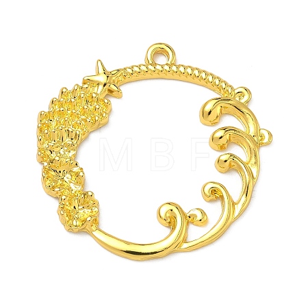 Ocean Theme Alloy Open Back Bezel Pendants PALLOY-F321-03A-G-1