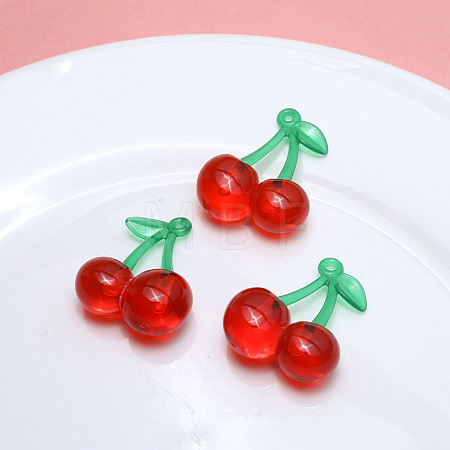 Transparent Resin Imitation Fruit Pendants INS-PW0001-02B-01-1