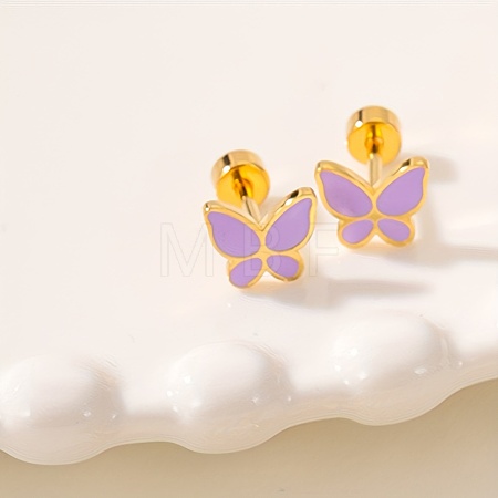 Butterfly Stainless Steel Enamel Stud Earrings XO5160-5-1