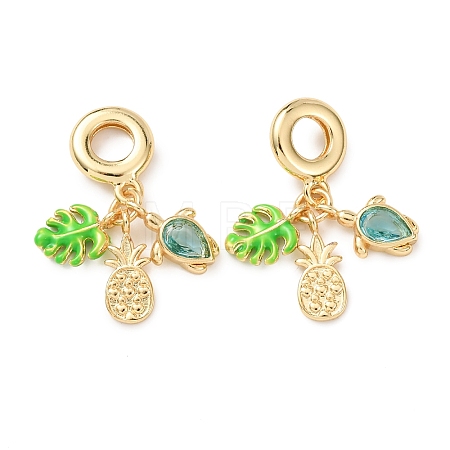 Ocean Brass Pave Cubic Zirconia European Dangle Charms KK-H278-04G-01-1