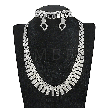 Alloy Chain Necklaces & Stud Earrings & Bracelets Sets FS-WG5EDEB-14-1