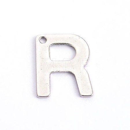 Tarnish Resistant 304 Stainless Steel Letter Charms X-STAS-O072-R-1