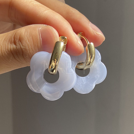 Flower Stainless Steel Acrylic Hoop Earrings FS-WGEB331-06-1