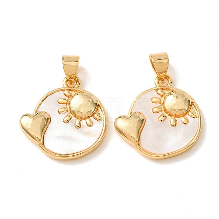 Brass with White Shell Pendants KK-CBA2F11-39G-1