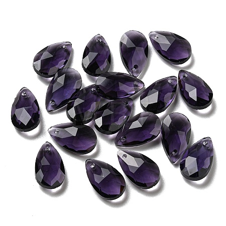 Faceted Teardrop Glass Pendants GLAA-O008-A02-1