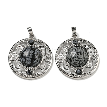 Natural Snowflake Obsidian Pendants G-Q158-03L-1