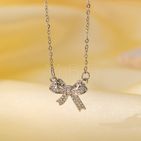 Brass Micro Pave Clear Cubic Zirconia Pendant Necklaces for Women FS-WG014CD-16-1