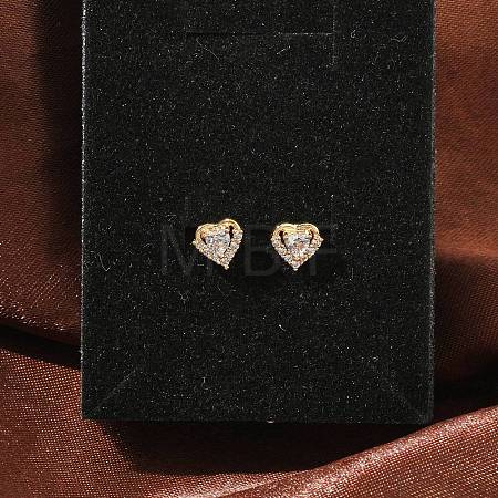 Brass Micro Pave Clear Cubic Zirconia Stud Earrings for Women EJEW-F403-04G-1