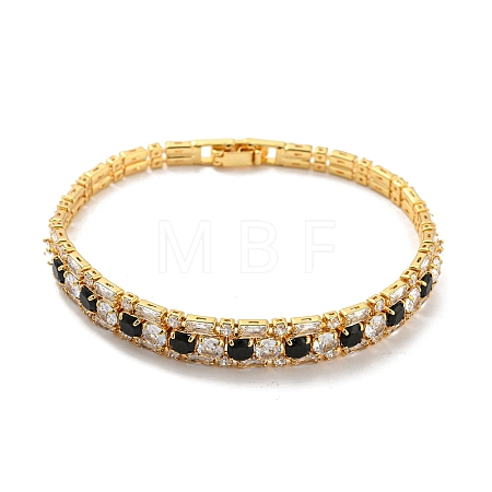 Rack Plating Brass Micro Pave Cubic Zirconia Link Chain Bracelets BJEW-Q771-04G-1