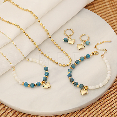 Natural Apatite Beads Necklaces & Bracelets & Earrings Set WG83612-01-1