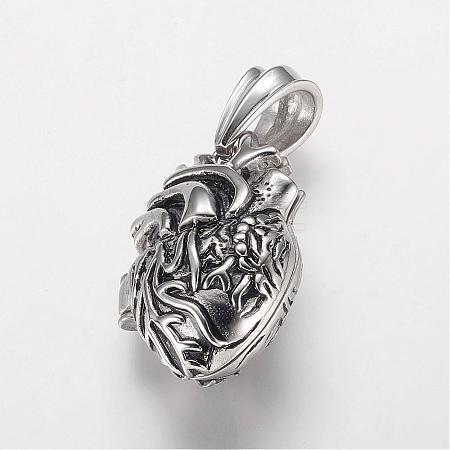 304 Stainless Steel Locket Pendants STAS-P137-19AS-1