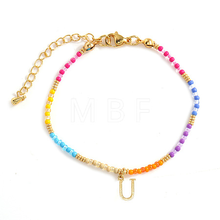 Brass Letter Charm Bracelets FM8278-21-1