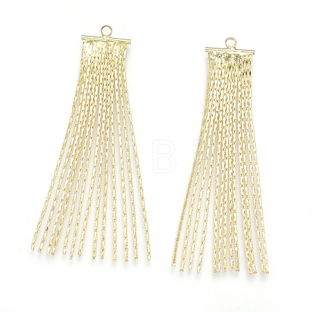Brass Boston Link Chain Tassel Pendants KK-S348-171-1