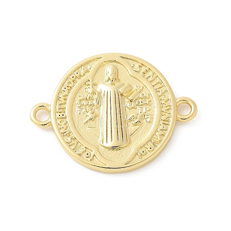 Brass Saint Benedict Medal Connector Charms KK-P294-02G-1
