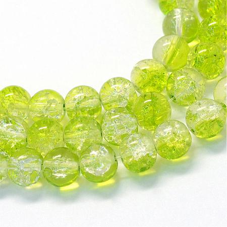 Baking Paint Transparent Crackle Glass Round Bead Strands DGLA-Q018-8mm-25-1