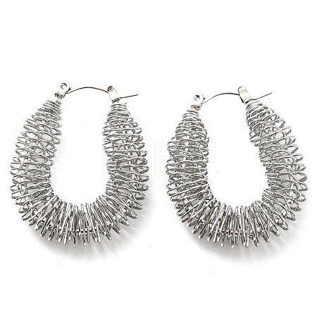 Non-Tarnish 304 Stainless Steel Teardrop Hoop Earrings EJEW-B023-01P-1