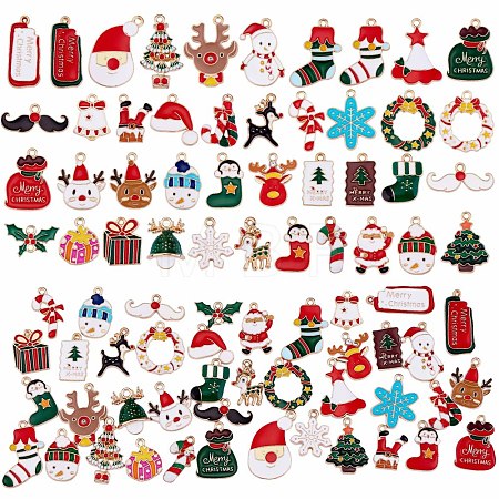 40Pcs Christmas Alloy Enamel Pendants JX268A-1
