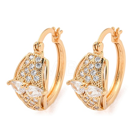 Brass Micro Pave Clear Cubic Zirconia Hoop Earrings EJEW-A107-05B-KCG-1