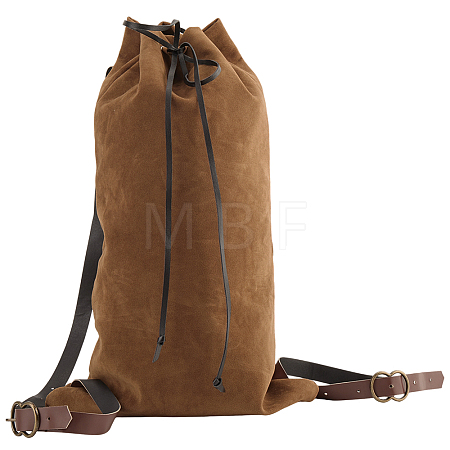 Flocking Fibre Drawstring Backpacks with PU Leather Straps and Alloy Clasps ABAG-WH20019-02A-1
