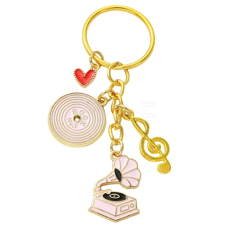 Alloy Enamel Disc & Gramophone & Musical Note Pendant Decorations KEYC-YW00286-02-1