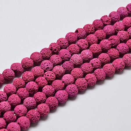 Natural Lava Rock Round Bead Strands X-G-I124-6mm-05-1