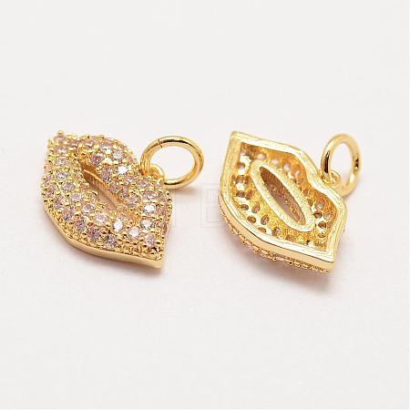 Brass Micro Pave Grade AAA Cubic Zirconia Charms ZIRC-G090-43G-NR-1