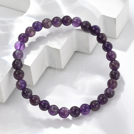 Natural Amethyst Beaded Stretch Bracelets BJEW-D446-B-47-1