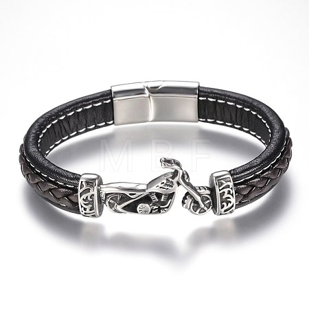Men's Braided Leather Cord Bracelets BJEW-H559-10C-1