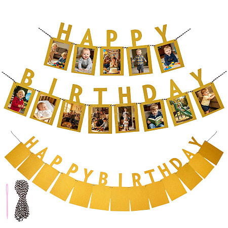Paper Glitter Happy Birthday Photo Hanging Banner DIY-FZC0002-04C-1